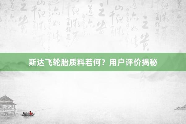 斯达飞轮胎质料若何？用户评价揭秘